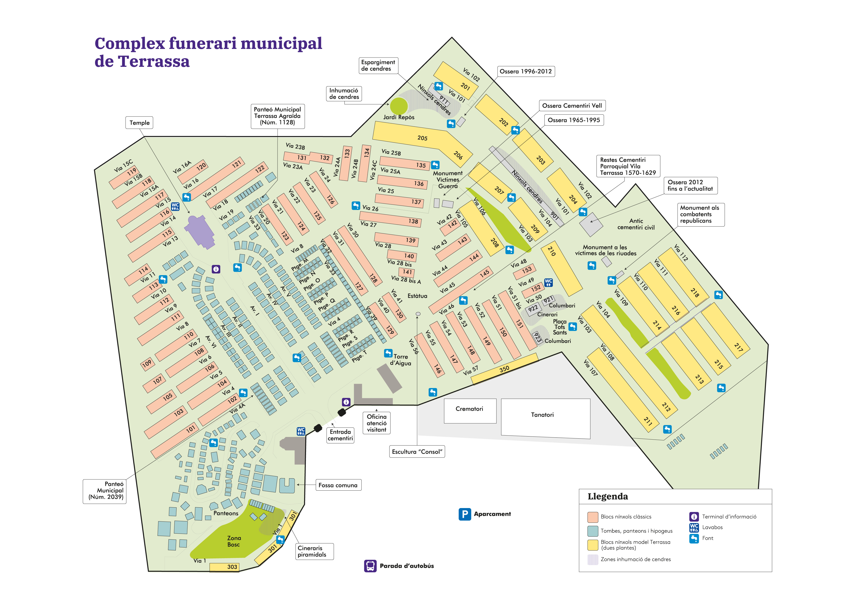 Plano del complejo funerario municipal de Terrassa